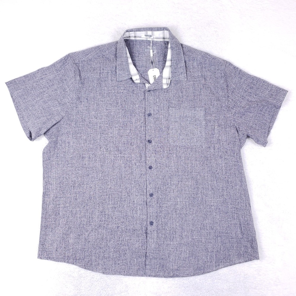 COOFANDY Heather Blue Stretch Button Down 3XL Blue
